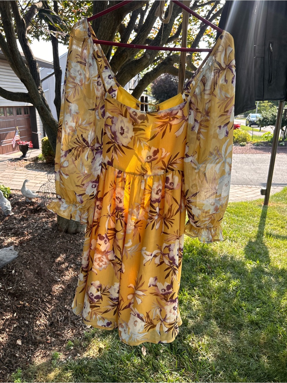Women’s Floral Midi Dress - Yellow Floral